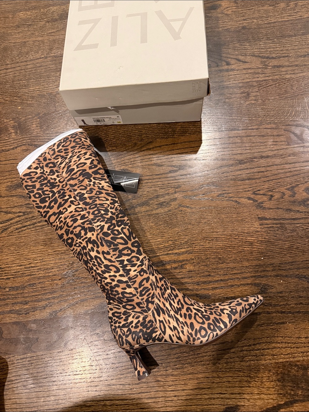 Deesha 6 natralizer Leopard Print Knee-High Women's Boots kitten heel